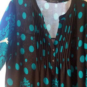 3X Black and Teal Tunic - Free Shipping